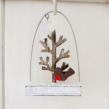 Robin And Snowy Tree Christmas Decoration, 2 of 2