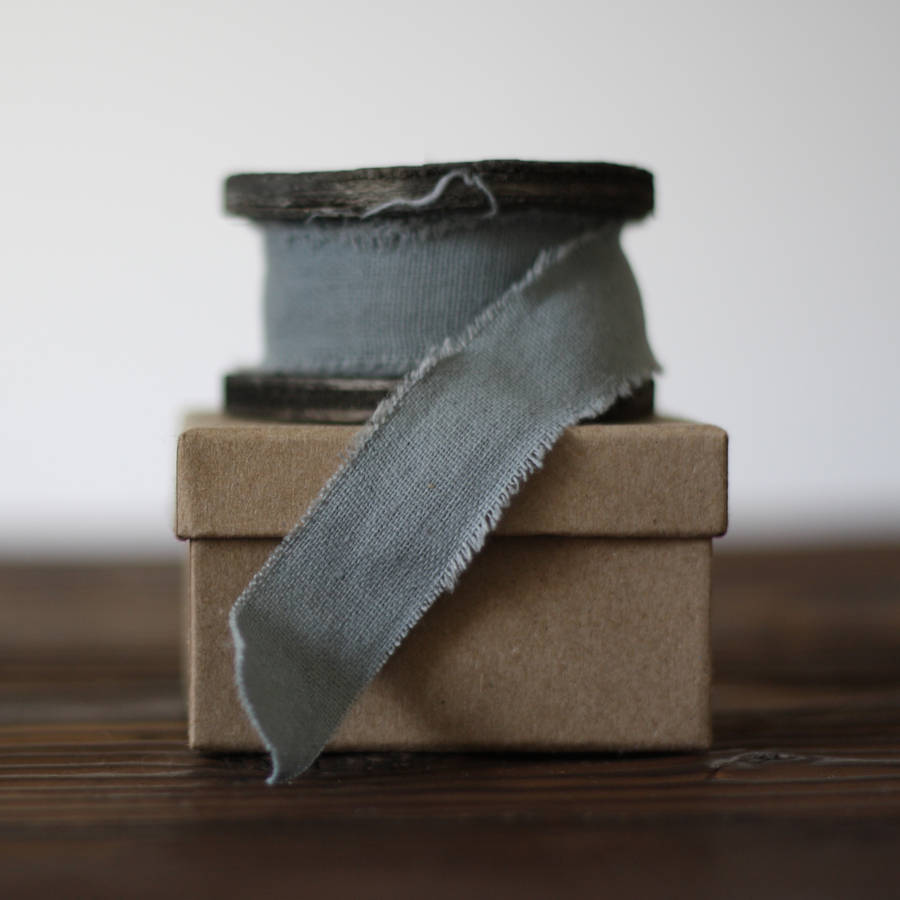 Blue Grey Linen Ribbon With Frayed Edges 3m Roll By The Wedding of my
