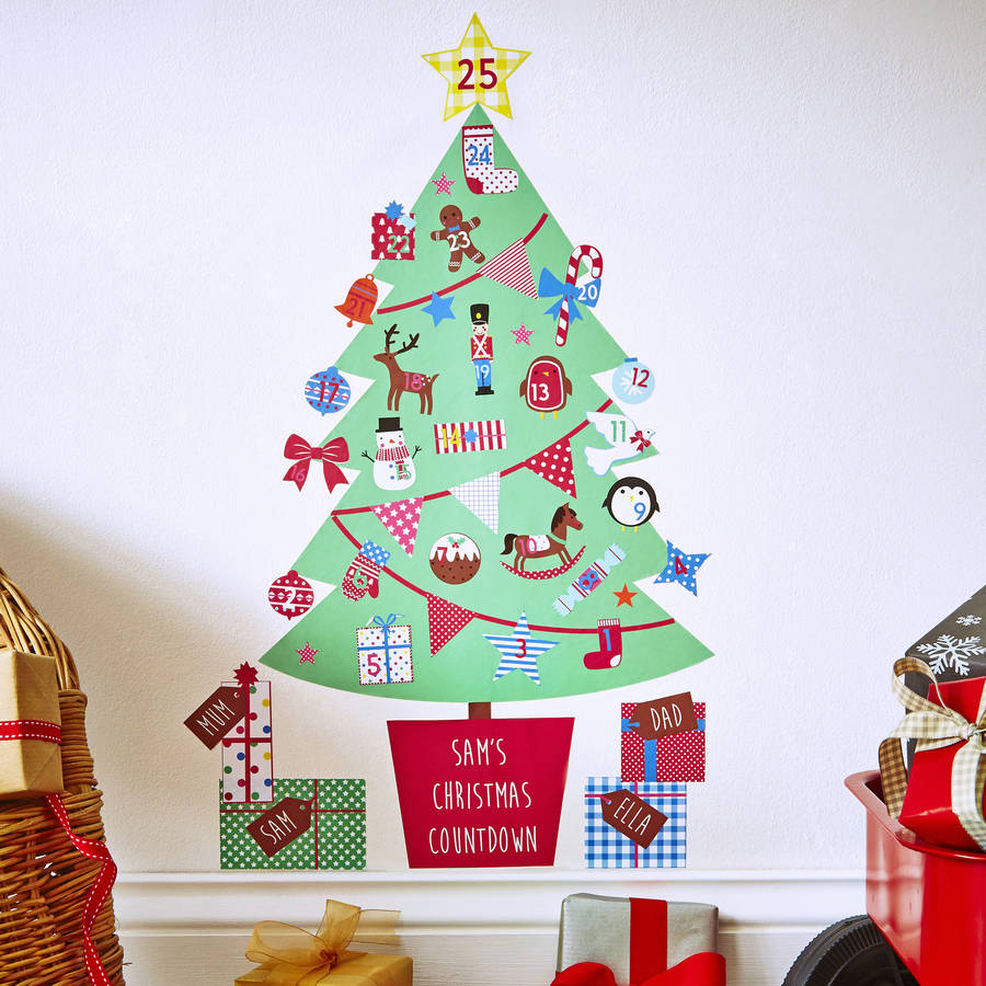 Personalised Advent Calendar Tree Wall Stickers, 1 of 5