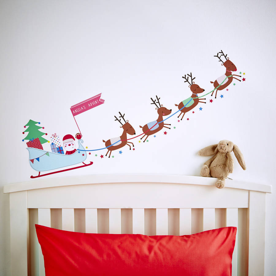 Personalised Advent Calendar Sleigh Wall Stickers By Kidscapes