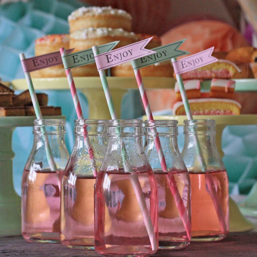 'enjoy' paper flag stickers for straws by the wedding of my dreams ...