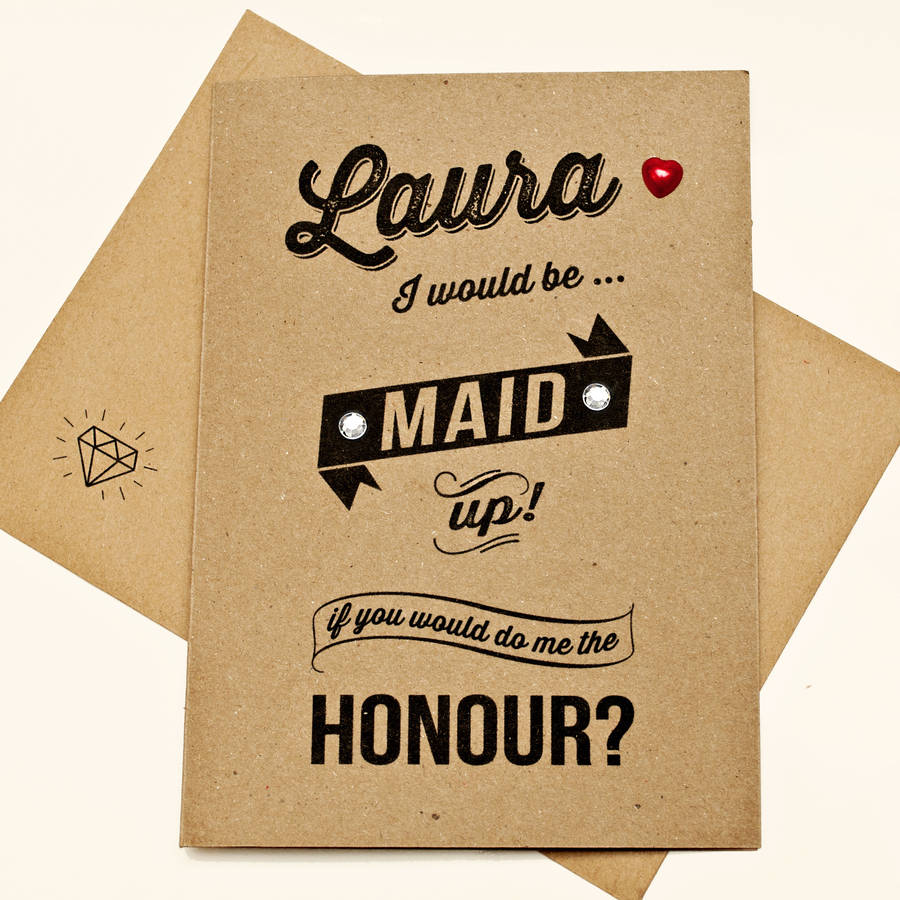 Personalised Maid Of Honour Card By Papergravy Notonthehighstreet