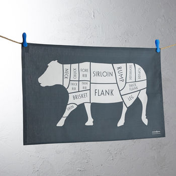 Butchers Cow / Beef Meat Cuts Tea Towel, 2 of 2