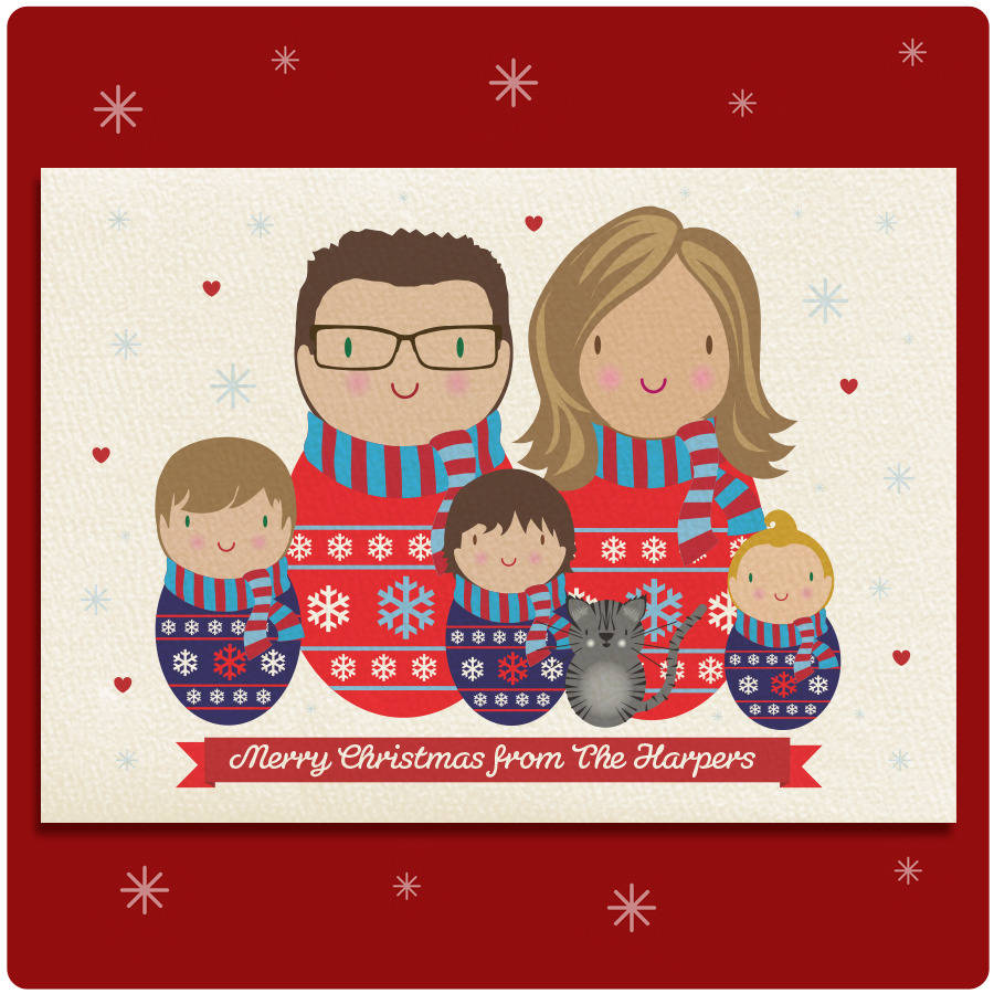 personalised family illustrated christmas card by joanne holbrook ...