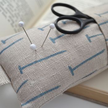Linen Pin Cushion With Scissor Pouch, 5 of 5