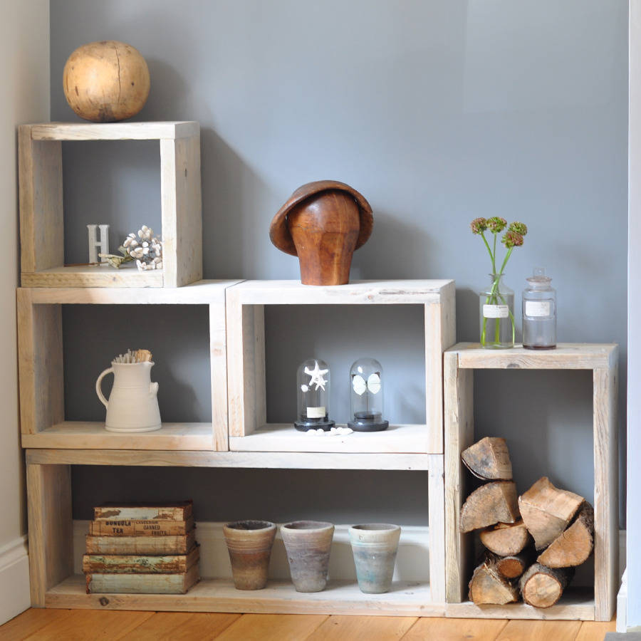 Reclaimed Timber Box Shelves By Home Barn Notonthehighstreet Com Useful Shevling For Under Stairs