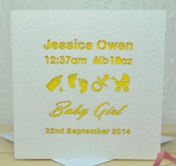 Personalised Laser Cut Baby Card, 4 of 5