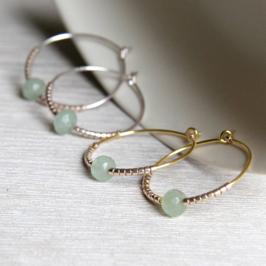 green jade and petite beads hoop earrings by myhartbeading ...