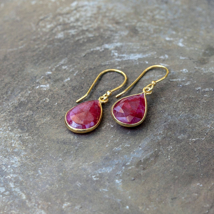 ruby gold drop earrings by rochelle shepherd jewels. gold and silver ...