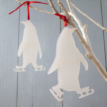 Personalised Acrylic Skating Penguin Decoration, 2 of 5