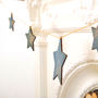 Blue And Gold Wooden Hanging Star Bunting, thumbnail 5 of 6