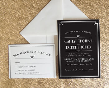 Art Deco Style Estelle Wedding Invitation, 5 of 5