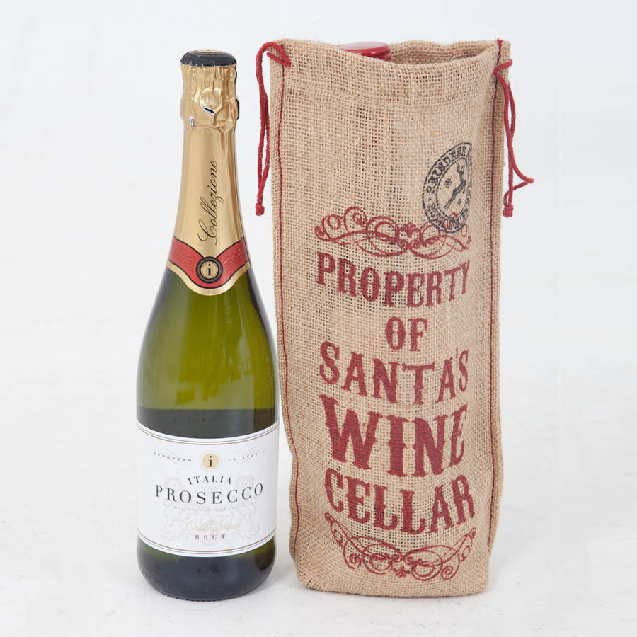 Bottle Bag Santa's Wine Cellar Gift Bag By Lime Tree London