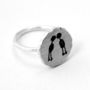 Kissing Couple Sterling Silver Ring, thumbnail 3 of 5