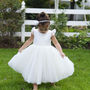 Pure Silk And Tulle Flower Girl Dress With Sleeves, thumbnail 1 of 7