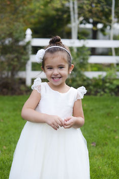 Pure Silk And Tulle Flower Girl Dress With Sleeves, 4 of 7