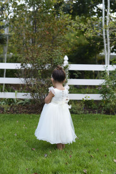 Pure Silk And Tulle Flower Girl Dress With Sleeves, 7 of 7