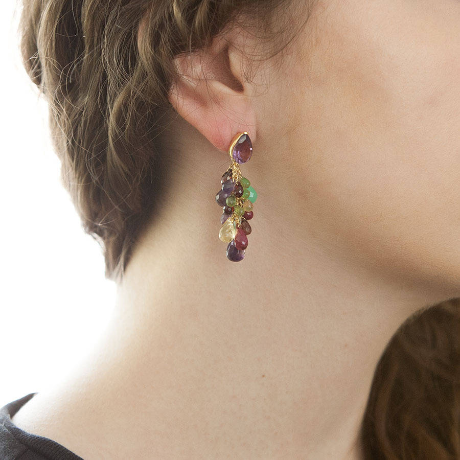 multicoloured gemstone drop earrings by rochelle shepherd jewels. gold ...