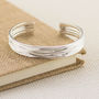 Sterling Silver Rippled Cuff Bangle, thumbnail 3 of 5