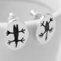Cave Art Sterling Silver Oval Studs, thumbnail 1 of 6