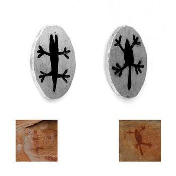 Cave Art Sterling Silver Oval Studs, 2 of 6