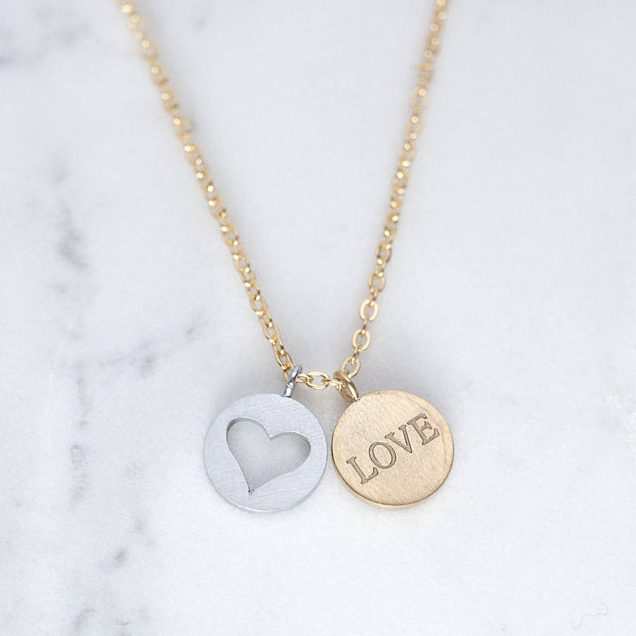 love charm necklace by junk jewels