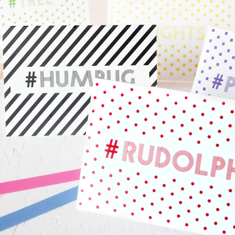 Christmas Hashtag Cards Full Set By Newton and the Apple