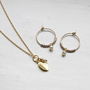 Freshwater Pearl And Leaf Necklace And Hoops Set, thumbnail 9 of 12
