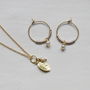 Freshwater Pearl And Leaf Necklace And Hoops Set, thumbnail 7 of 12