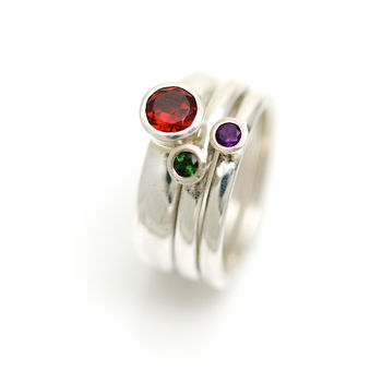 Silver Stacking Rings With Semi Precious Stones, 2 of 9
