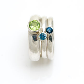Silver Stacking Rings With Semi Precious Stones, 3 of 9