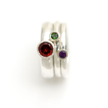 Silver Stacking Rings With Semi Precious Stones, 4 of 9