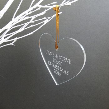 Personalised First Christmas Heart Hanging Decoration, 2 of 2