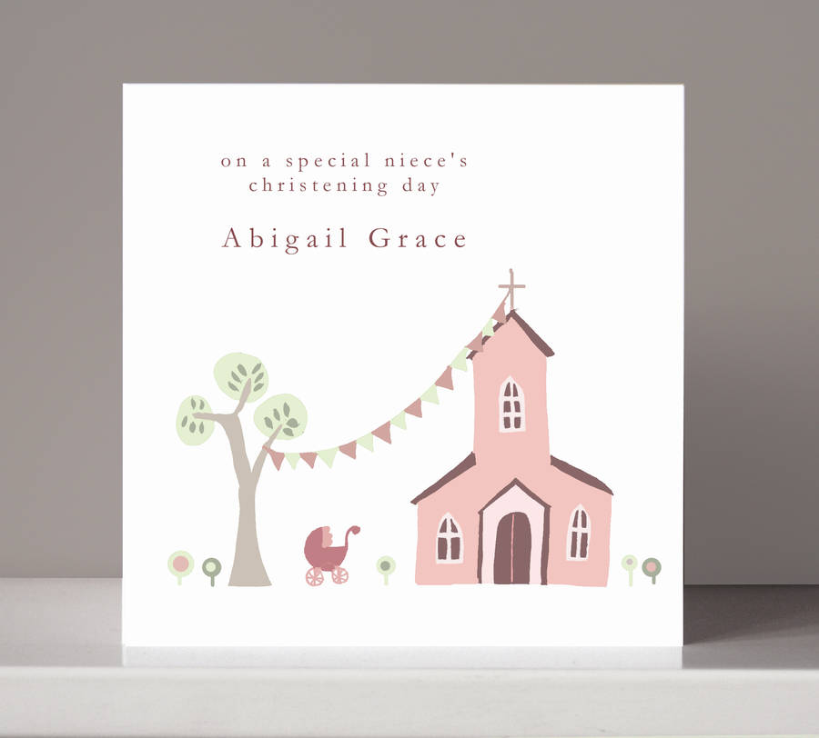 Personalised christening card for girl or boy by molly moo 