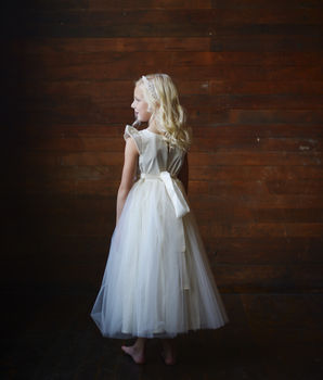 Cotton First Communion Or Flower Girl Dress, 2 of 3