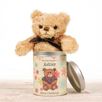 personalised teddy in a tin