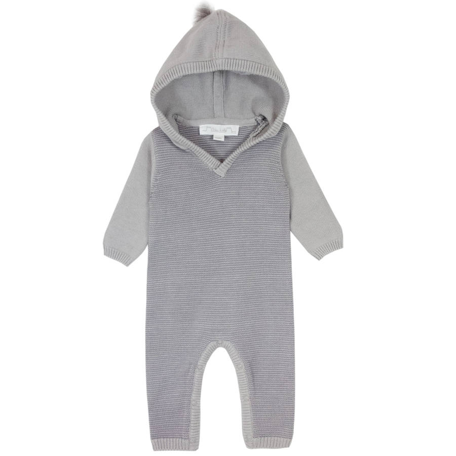 Baby Boy Cashmere Hooded Romper By Chateau de Sable