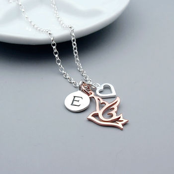 Sterling Silver And Rose Gold Plated Dove Necklace, 5 of 5
