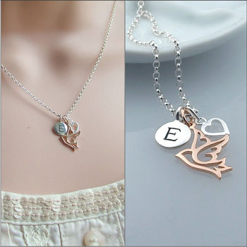 Sterling Silver And Rose Gold Plated Dove Necklace, 4 of 5