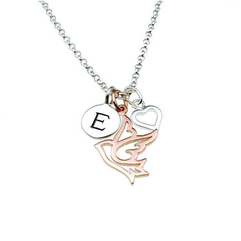 Sterling Silver And Rose Gold Plated Dove Necklace, 2 of 5