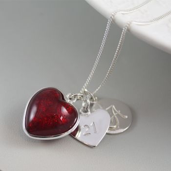Silver Necklace With Murano Glass Heart And Initial, 2 of 9