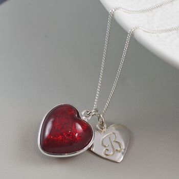 Silver Necklace With Murano Glass Heart And Initial, 7 of 9