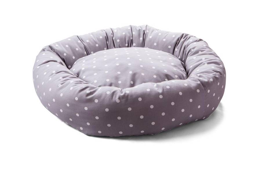 grey spotty donut bed with removable cushion by the stylish dog company ...