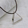 Mens Secret Message Silver Triangle Necklace, thumbnail 4 of 12
