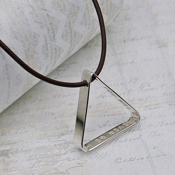 Mens Secret Message Silver Triangle Necklace, 4 of 12