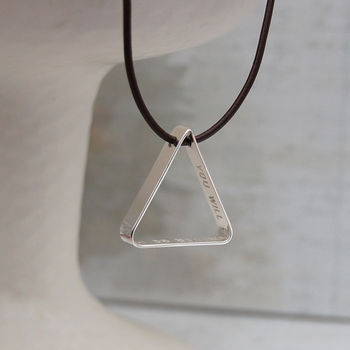 Mens Secret Message Silver Triangle Necklace, 6 of 12