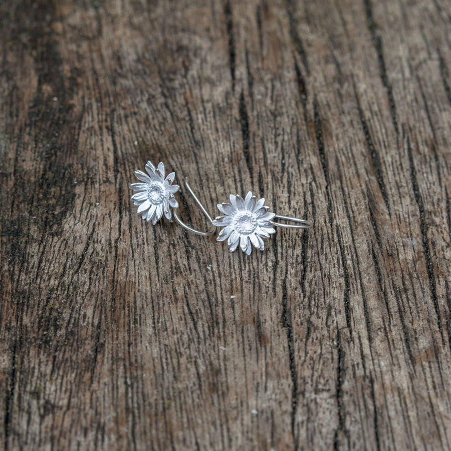 Sterling Silver Daisy Earrings By Rochejewels