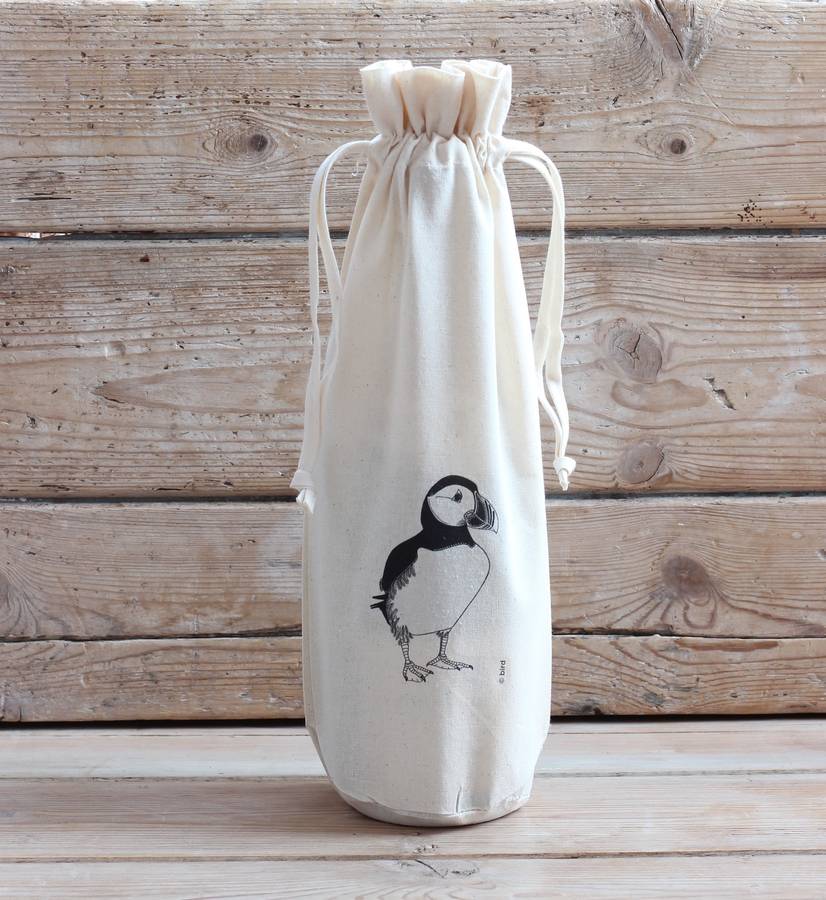 puffin cotton bottle bag by bird