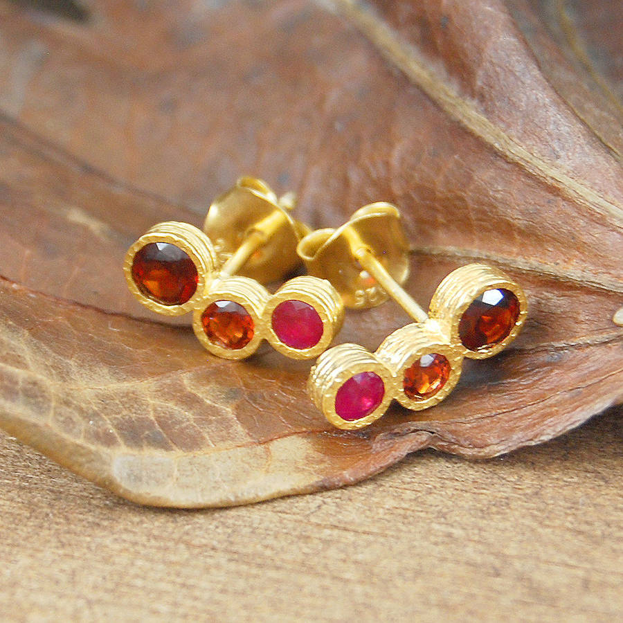 gold garnet january birthstone ruby stud earrings by embers