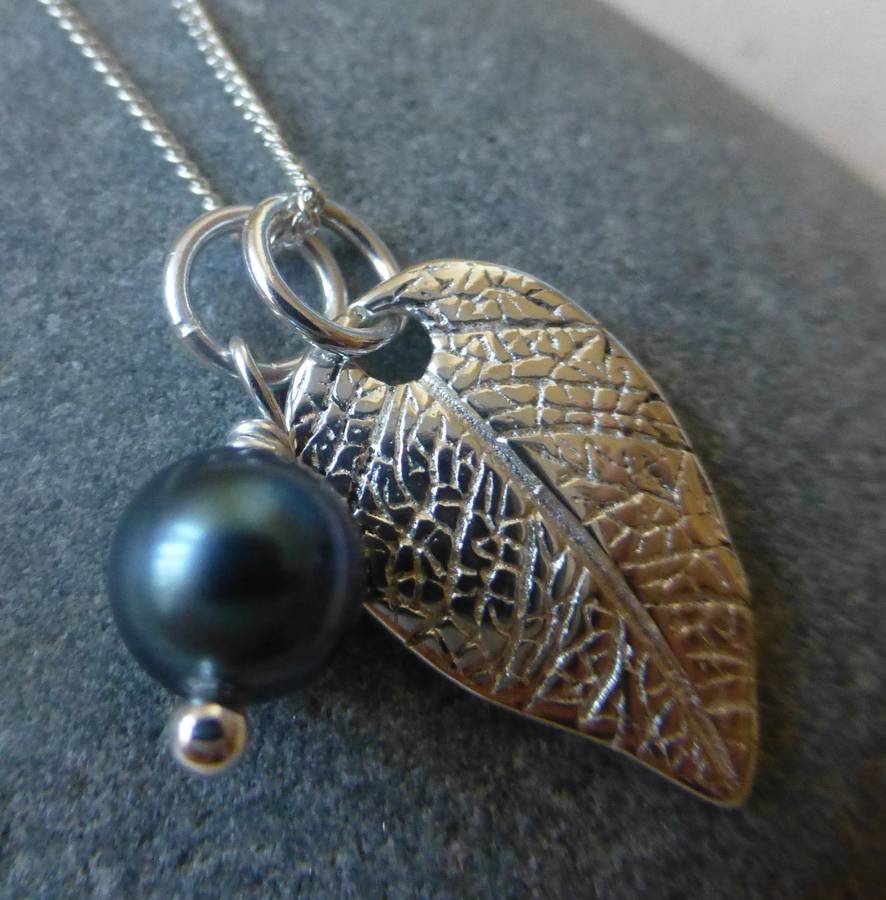 silver drop leaf earrings